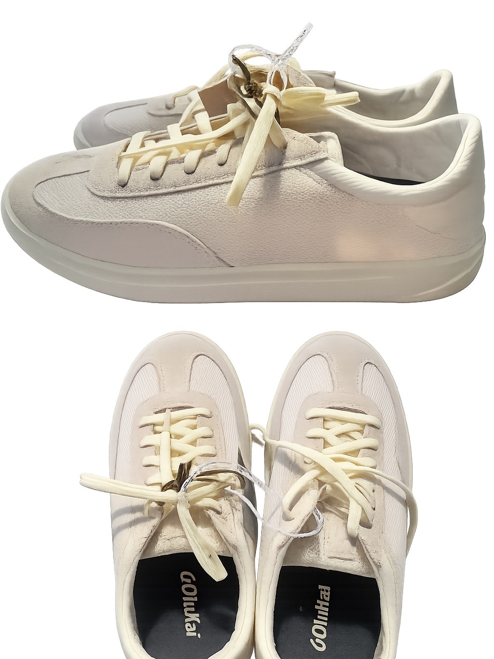 OluKai Cream Leather Low-Top Sneakers